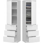 BDW , Kleiderschrank mit 3 Schubladen, 50×180,5×40 cm, Weiß