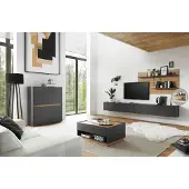 Lomadox Modernes Wohnzimmer CRISP-61 in anthrazit mit Absetzungen in Wotan Eiche Nb.