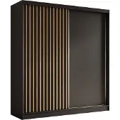 Masseno Schiebetürenschrank LAMELLO 200 cm Kleiderschrank Schlafzimmer Schrank 2-türig mit Lamellen Schwarz