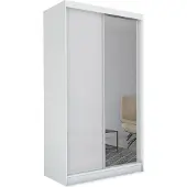 Masseno Schiebetürenschrank PATRIZIA 150 cm Kleiderschrank Schlafzimmer Schrank 2-türig mit Spiegel Weiß