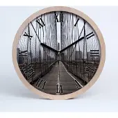 Tulup Holzuhr 30fi cm wanduhr - schwarze Spitzen - Brooklyn Brücke