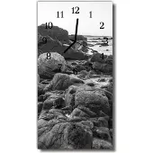 Tulup Glasuhr Wanduhr Küchenuhr Echt-Glas 30x60 Steine Grau