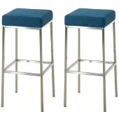CLP 2er Set Barhocker Montreal 80 Stoff edelstahl blau