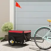 vidaXL Möbel Fahrradanhänger Schwarz und Rot 30 kg Eisen - Fahrradanhänger &8445