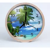 Tulup Holzuhr 30fi cm wanduhr - Palm Island Landschaft