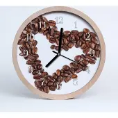 Tulup Holzuhr 30fi cm wanduhr - Kaffeebohnen Küche