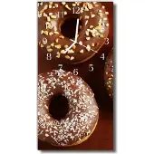 Tulup Glasuhr Wanduhr Küchenuhr Echt-Glas 30x60 Donuts Braun