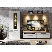 Innostyle Wohnwand LOFT-TWO 81 mit LED-Beleuchtung, Weiß und Artisan Eiche Holznachbildung