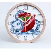 Tulup Holzuhr 25fi cm wanduhr - weiße Spitzen - Granatapfel Eis