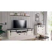 IMV Wohnwand Sherwood W2 Pinie weiß anthrazit mit soft-close