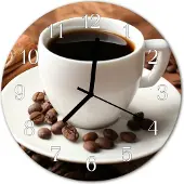 Tulup Glasuhr Wanduhr Küchenuhr Echt-Glas 30fi cm Kaffee braun