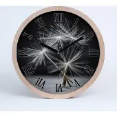 Tulup Holzuhr 30fi cm wanduhr - schwarze Spitzen - Löwenzahn Samen