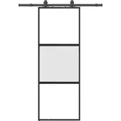 Syfax Schiebetür mit Beschlag Schwarz 76x205 cm Hartglas