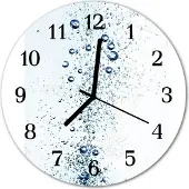 Tulup Glasuhr Wanduhr Küchenuhr Echt-Glas 30fi cm Wasser blau