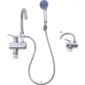 OEM Elektrischer Duschwassererhitzer, Sofort heißes Wasser, 360° drehbarer Wasserhahn, Silber