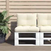 vidaXL "2026 Promotion" Palettenkissen 2-tlg. Creme Stoff - Gartenmöbelauflagen CC21918