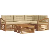 vidaXL Outdoor-Sofagarnitur mit Kissen 5 pcs Natur und Beige