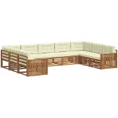 vidaXL Outdoor-Sofagarnitur 9 Stk. Natur und Creme Massivholz Akazie