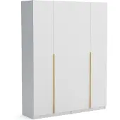 Brent Kleiderschrank Pablo 180cm, weiß gold, Drehtürenschrank, Farbauswahl, 180x54x234 cm 4-türig