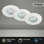 Briloner LED Einbauleuchten Set IP44 dimmbar 3-tlg 3x5,5W 3x470 lm 3000 K weiß Ø 7,5/6 cm 230V