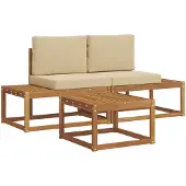 vidaXL Outdoor-Sofagarnitur 3 stk. Natur