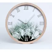 Tulup Holzuhr 30fi cm wanduhr - weiße Spitzen - Löwenzahn Samen