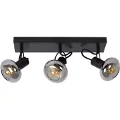 Licht-Erlebnisse Spot Lampe Rauchglas Metall E14 verstellbar Schwarz Rauchgrau 3-flammig länglich Retro
