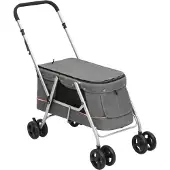Syfax Hundewagen Faltbar Grau 100x49x96 cm Leinenstoff
