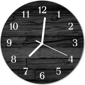Tulup Glasuhr Wanduhr Küchenuhr Echt-Glas 30fi cm Holz schwarz
