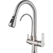 OEM Küchenarmatur, Dual-Handle, 360-Grad-Schwenkauslauf, Gebürstetes Nickel A