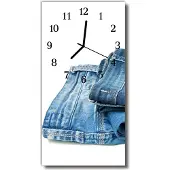 Tulup Glasuhr Wanduhr Küchenuhr Echt-Glas 30x60 Jeans Mehrfarbig