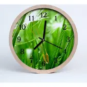 Tulup Holzuhr 30fi cm wanduhr - Gras Blumen
