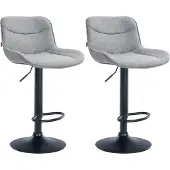 CLP 2er Set Barhocker Vonore Stoff schwarz grau