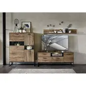 Möbelando Wohnwand Anbauwand Schrankwand Mediawand Wohnzimmerwand TV-Wand "Manhattan I"