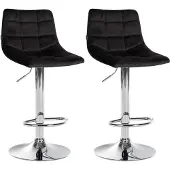 CLP 2er Set Barhocker Jerry Samt chrom schwarz
