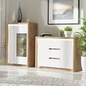 Lomadox Wohnzimmermöbel Set 2-teilig modern in Eiche mit weiß LATINA-161