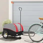 vidaXL Möbel Fahrradanhänger Schwarz und Rot 45 kg Eisen - Fahrradanhänger &11604