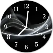 Tulup Glasuhr Wanduhr Küchenuhr Echt-Glas 30fi cm Abstrakte Linien schwarz