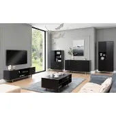 Lomadox Wohnmöbel Set matt schwarz NADOR-132 modern 5-teilig