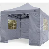 Markenlos 3x3m wasserdichtes Faltpavillon mit 4 Seitenteilen - Metallisch Grau