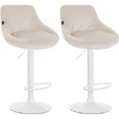 CLP 2er Set Barhocker Lazio Samt weiß creme