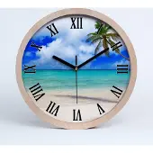 Tulup Holzuhr 30fi cm wanduhr - schwarze Spitzen - karibischer Strand