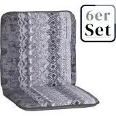 Green Spirit 6er Set Niedriglehner Auflage Elbasan, Motiv - gestreift, grau, 96x47x5cm