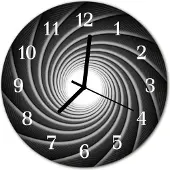Tulup Glasuhr Wanduhr Küchenuhr Echt-Glas 30fi cm Wirbel schwarz