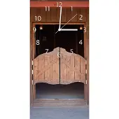 Wallario Design Wanduhr Saloontür aus Echtglas, Größe 30 x 60 cm