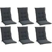 GO-DE Gartenstuhlauflagen - Dunkelgrau - Mittellehner - 6er Set
