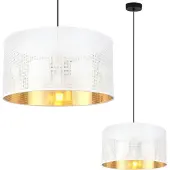 Light11 HOME Asti Hängelampe Schwarz 1 Flacher Weissgold Lampenschirm 35Cm