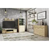 Lomadox Wohnzimmermöbel Set 4-teilig modern in Eiche MEGARA-161