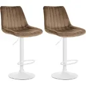 CLP 2er Set Barhocker Toni Samt weiß braun