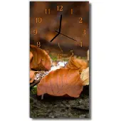 Tulup Glasuhr Wanduhr Küchenuhr Echt-Glas 30x60 Herbst Braun
